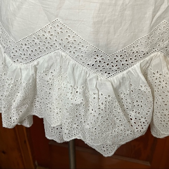 H&M White Eyelet Embroidery Cotton Mini Skirt Sz 12 - Picture 3 of 6